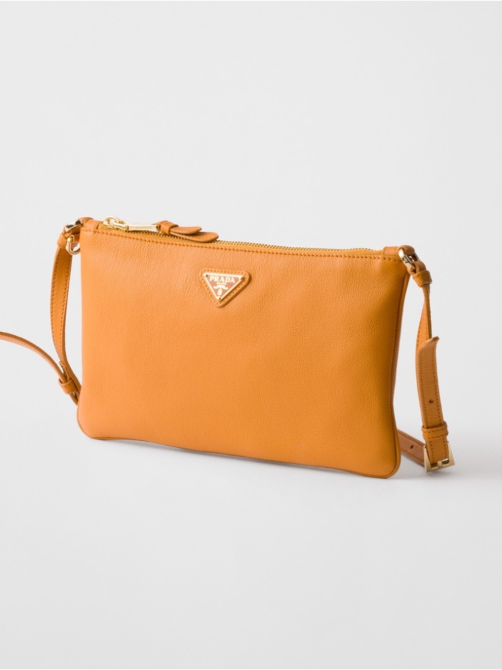 Authentic Prada orange brown gold small should bag purse pouch new with tags - Picture 2 of 12